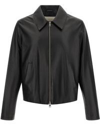 Ami Paris - Jassen ,Zwart ,Katoen Leren Jack Met Rits Van Lamsvel - Lyst