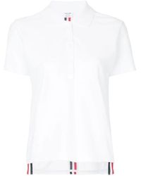 Thom Browne - Weißes polo-shirt mit signaturstreifen - Lyst