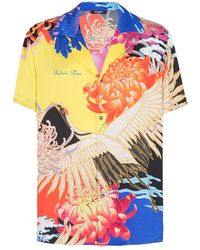 Balmain - Short sleeve shirts,satinhemd mit crane-print - Lyst