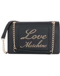 Love Moschino - Schwarze handtasche mit goldenen metallbuchstaben und kettenriemen,lovely love schultertasche - Lyst