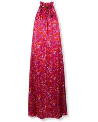 Max Mara - Kleedjes ,Roze ,Cartone Printed Silk Twill Dress - Lyst