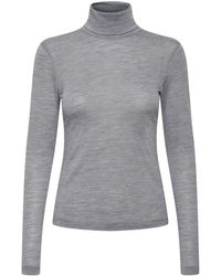 Gestuz - Grijze Melange Wol Rollneck Sweater - Lyst