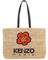 KENZO - Große crest raffia einkaufstasche - Lyst