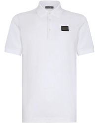 Dolce & Gabbana - Polo shirt bianca in piqué - Lyst