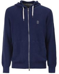 Brunello Cucinelli - Hoodies & Sweatvesten ,Blauw ,Zip-Throughs - Lyst