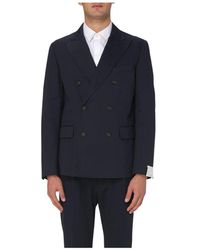 Paolo Pecora - Blaue Doppelreihige Blazer Jacke - Lyst