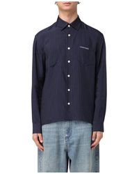 NAMACHEKO - Blaues Hemd Mit Nadelstreifen Und Relaxed Fit - Lyst