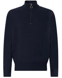 Paul & Shark - Truien & Vesten ,Blauw ,Katoen Trui Met Ritssluiting - Lyst