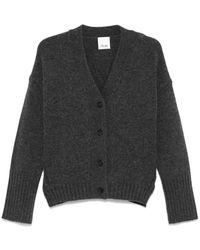 Allude - Kaschmir v-ausschnitt grauer cardigan pullover - Lyst