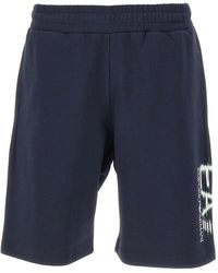 EA7 - Korte Broeken ,Blauw ,Katoen Visibility Special Logo Shorts - Lyst
