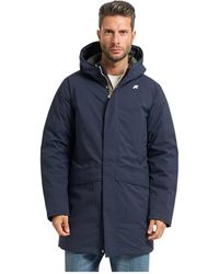 K-Way - Jassen ,Blauw ,Polyester Blauwe Waterdichte Donsjas - Lyst
