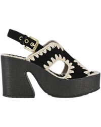 Mou - Raffia Platform Back Strap Sandalen - Lyst