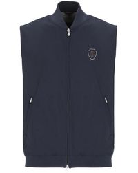 Brunello Cucinelli - Jassen ,Blauw ,Blauw Mouwloos Jack Met Ritssluiting Aan De Voorkant - Lyst