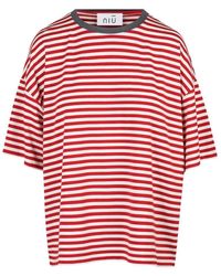 Niu - Jersey T-Shirt Mit Kontrastierendem Rundhalsausschnitt - Lyst
