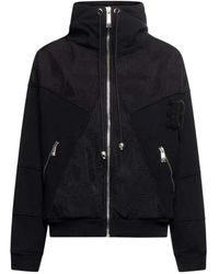 John Richmond - Hoodies & Sweatvesten ,Zwart ,Katoen Hooded Zip-Front Jacket - Lyst