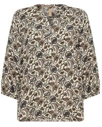 Soya Concept - Blumen Viskose Bluse Mit V-Ausschnitt - Lyst