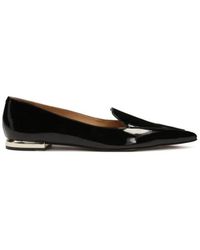 Kazar - Platte Gelakte Pumps Met Gouden Hak - Lyst
