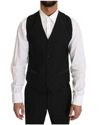 Dolce & Gabbana - Schwarze wollkleid weste - Lyst