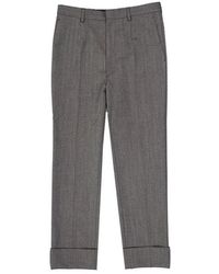 Prada - Broeken ,Grijs ,Wol Wollen Nette Broek - Lyst