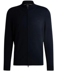 HUGO - Truien & Vesten ,Blauw ,Wol Balonso-L Cardigan - Lyst