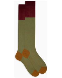 Gallo - Herren Lange Grüne Baumwollsocken Mit Geometrischem Webmuster - Lyst