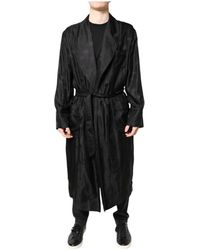 Dolce & Gabbana - Jassen ,Zwart ,Zwarte Zijden Dg Logo Wrap Jas - Lyst