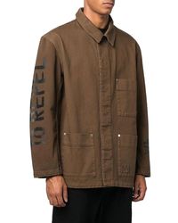 Etudes Studio - Jassen ,Bruin ,Denim Urban Denim Jack Met Grafische Rug - Lyst