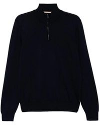 HUGO - Truien & Vesten ,Blauw ,Wol Ebenji Half-Zip Sweater - Lyst