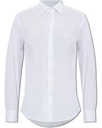 Etro - Overhemden ,Wit ,Katoen Shirt Met Geborduurd Logo - Lyst