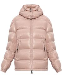 Moncler - Jassen ,Roze ,Nylon Maire Korte Donsjack Met Capuchon - Lyst