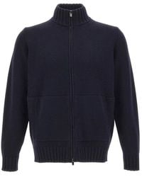 FILIPPO DE LAURENTIIS - Truien & Vesten ,Blauw ,Wol Vest Met Volledige Rits - Lyst