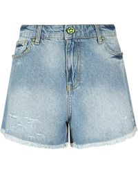 Barrow - Denim Shorts Met Contraststiksels - Lyst