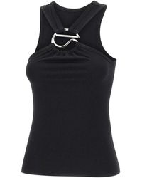 Coperni - Tops ,Zwart ,Katoen Halterneck Metal-Logo Katoenen Blouse - Lyst