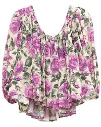 Chloé - Overhemden ,Veelkleurig ,Floreal Crop Top - Lyst