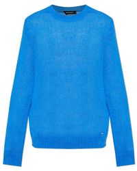 DSquared² - Truien & Vesten ,Blauw ,Wol Mohair Trui - Lyst