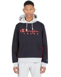Champion - Hoodies & Sweatvesten ,Zwart ,Katoen Kleurblok Sweatshirt - Lyst