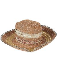 Exquisite J - Brauner Raffia Fedora Hut - Lyst