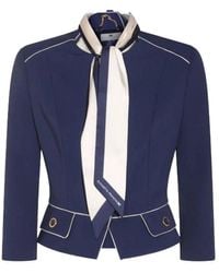 Elisabetta Franchi - Elegante Stretch-Crepe-Jacke Mit Kontrast-Piping - Lyst