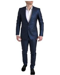 Dolce & Gabbana - Slim fit metallic blauer 2-teiliger anzug - Lyst