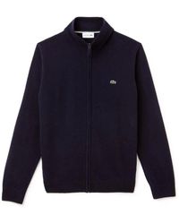 Lacoste - Blauer wollpullover reißverschluss - Lyst
