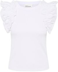 Karen By Simonsen - Tops ,Wit ,Katoen Witte Tanktop Met Ruches Mouwen - Lyst