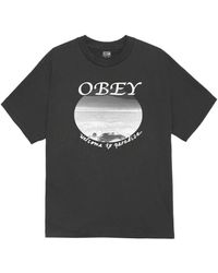 Obey - Tops ,Zwart ,Katoen Vintage Paradise Tee Met Front Print - Lyst
