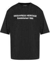 DSquared² - Tops ,Zwart ,Katoen T-Shirt Met Print - Lyst