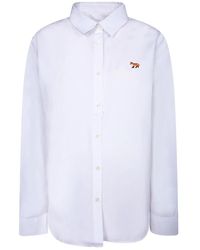 Maison Kitsuné - Camicia bianca in cotone colletto classico - Lyst