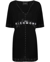 John Richmond - Camiseta de mujer con cuello en v y logo con elementos decorativos - Lyst