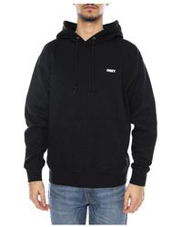 Obey - Hoodies & Sweatvesten ,Zwart ,Katoen Icon Stencil Flame Fleece Hoodie - Lyst