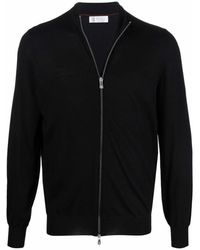 Brunello Cucinelli - Zwarte Gebreide Cardigan Met Rits - Lyst