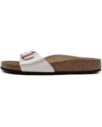 Birkenstock - Madrid beige slipper mit großer schnalle - Lyst