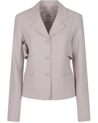 Courreges - Jassen ,Roze ,Leer Getailleerde Jas Met Riem - Lyst