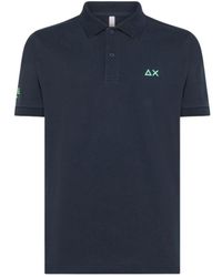 Sun 68 - Tops ,Blauw ,Katoen Katoenen Polo Shirt Met Korte Mouwen - Lyst